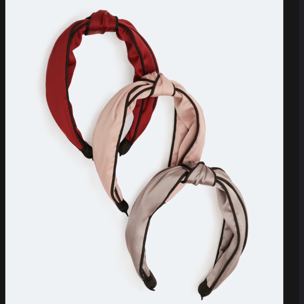 Knotted Headband Trio. Burgundy, Pink, Gray.